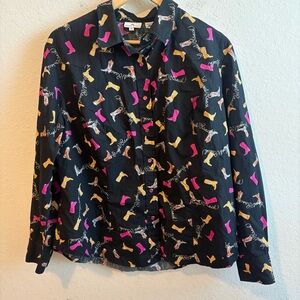 Angel Ranch Women’s Button Down Western Cowgirl All Over Boot Print Size 1X